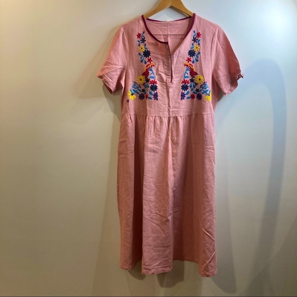 LIMITIANT Sz L Floral Embroidered Pockets Dress NWT